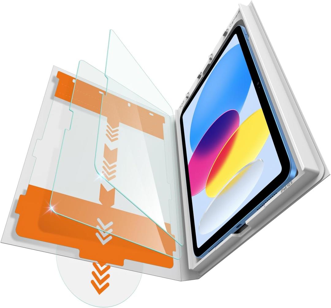 iGluz 2 Pack for iPad 10th Gen.(2022, 10.9 inch)9H+ Tempered Glass Screen Protector with Easy-Install Box[12FT Grade Shatterproof]Apple Pencil Compatible, HD Clarity, Scratch Resistant