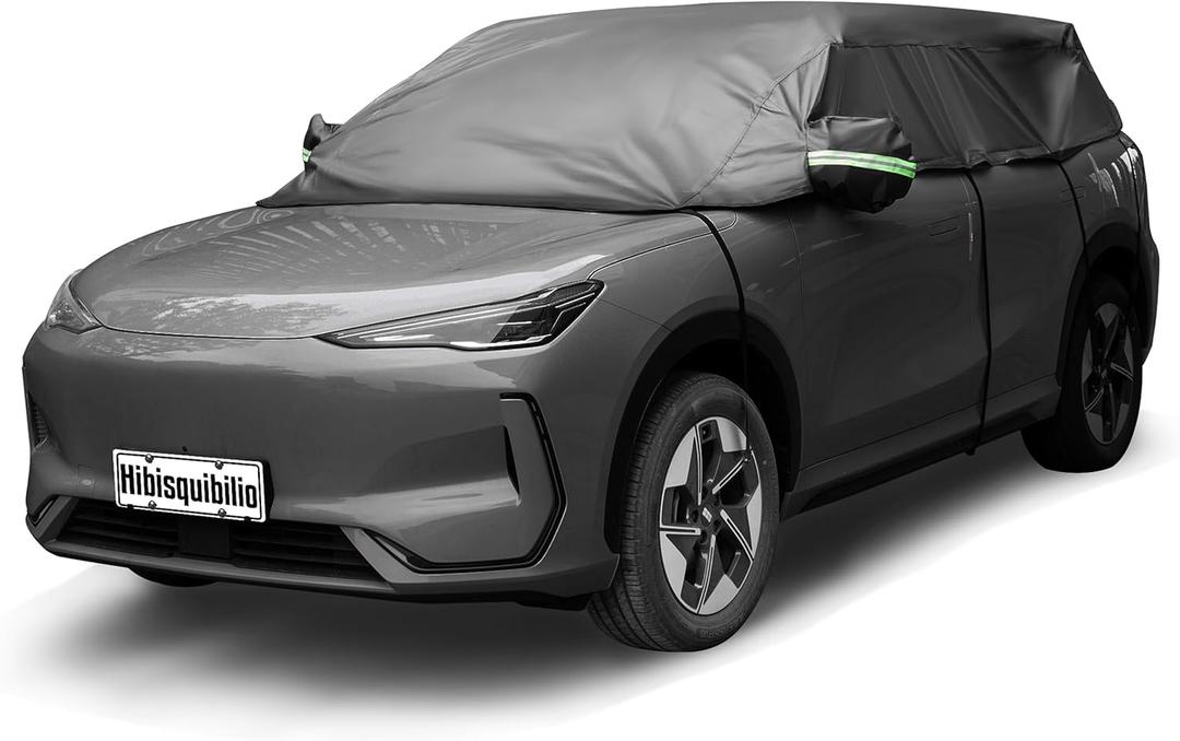 UV Resistant Winter Windshield Cover with Reflective Straps Breathable Hail Cover - Windproof & Dustproof | 6-Layers Waterproof Sedan Car Cover for All Weathers for Sedan & Trucks