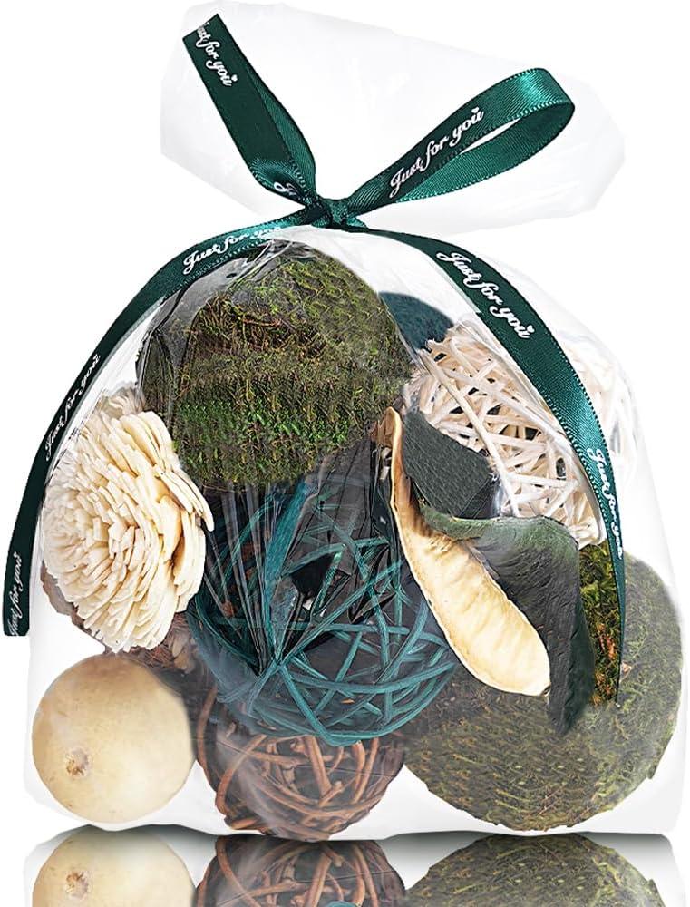 Qingbei Rina Green Moss Decorative Balls for Bowls, Assorted Wicker Rattan Balls Decorative Orbs Woven Spheres, Spring Wedding Bowl Fillers for Home Decor
