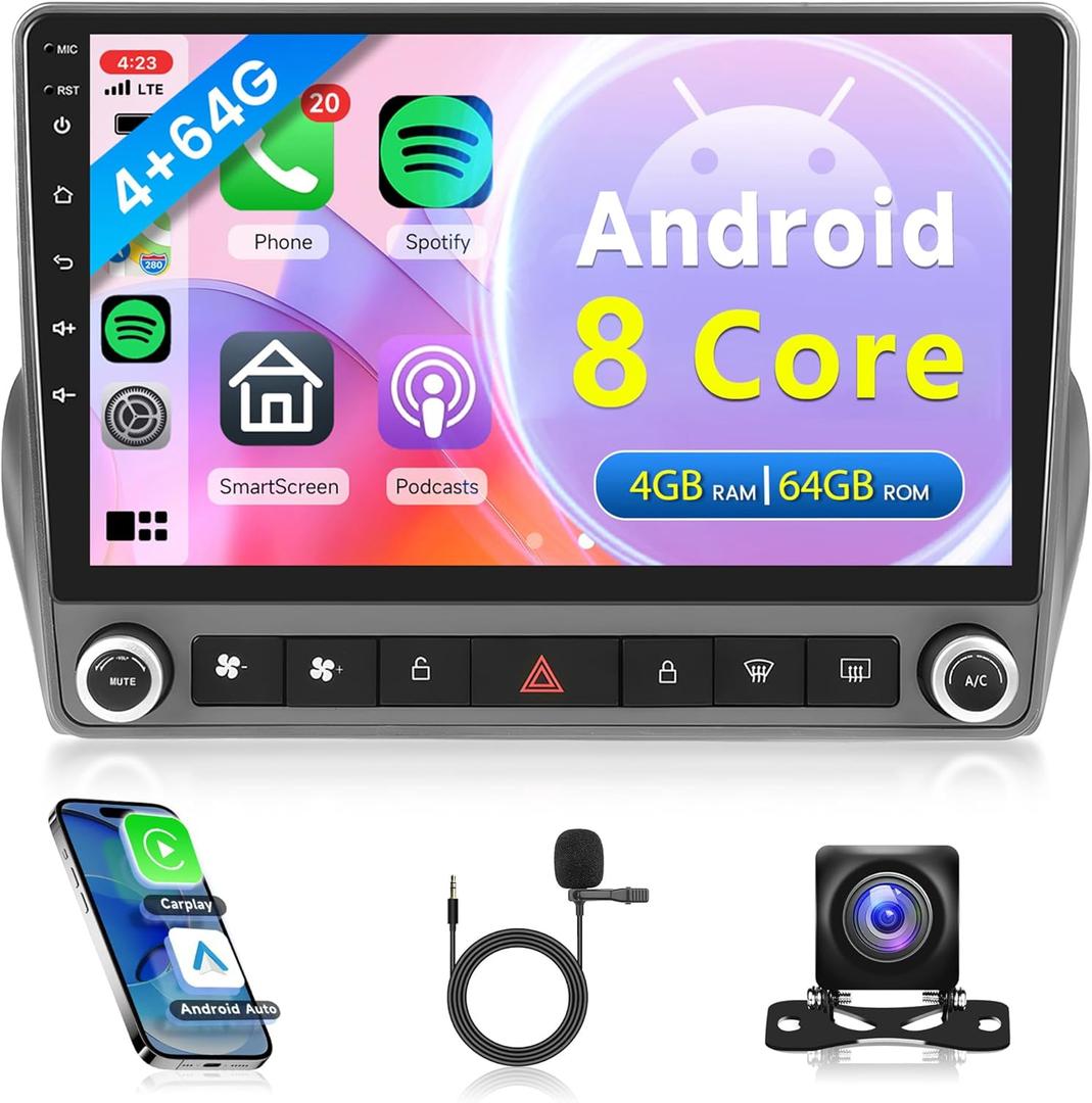 8-Core 4G+64G Car Radio for Chevrolet Camaro 2008-2015, Rimoody Android 13 Car Stereo Carplay Android Auto 9 Inch Touchscreen GPS 4G-WiFi Bluetooth FM DSP-36 Mirror Link 59-UI Themes AHD Backup Camera