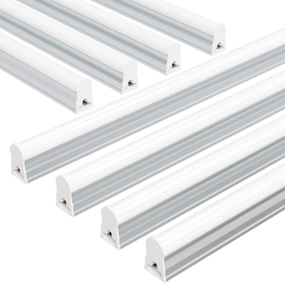 Ensenior 8-Pack T5 LED Shop Lights, 4FT 2000LM 6500K Super Bright White Integrated Single Fixture, 20W Linkable Utility Commercial Lighting for Gym/Garage/Ceiling/Under Cabinet, Plug & Play