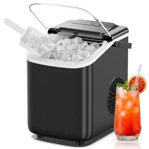 NEWBULIG Ice Maker, Countertop Ice Machine with Handle | 9 Bullet Cubes in 6-8 Mins, 26lbs Daily, Self-Cleaning with Basket and Scoop for Home/Kitchen/Camping/RV