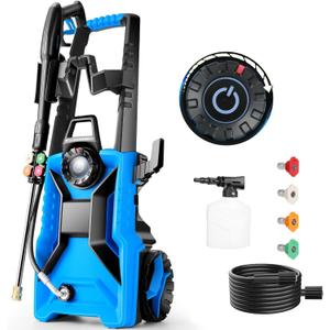 Electric Pressure Washer,5000 PSI 4.0 GPM Adjustable Pressure,Power Washer Electric Powered with Foam Cannon,4 Nozzles,33FT Hose and 500ml Soap Bottle for Home/Cars/Driveways/Patios/Fences(Blue)