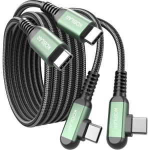 USB C to USB C Cable, Type C Charger Cord Right Angle, Fast Charger USB-C 90 Degree for iPhone 17/16 Pro Max Plus, iPad Pro, Type C Cable for Samsung S25 S24 S23 (2pack, 5ft*2)