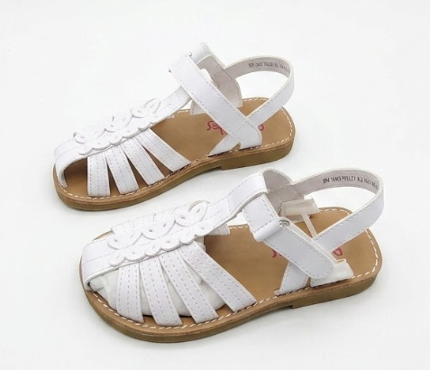Girls Sandals Cute Closed Toe Summer Flat Sandals Dress Shoes for Little/Big Kids (White,9)