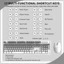 Creamy Wireless Keyboard and Mouse, MOFII 104 Round Keycaps Retro Typewriter with OTG & Brush, Full-Size Ergonomic, Ideal for Windows PC, Home, Office and College Gray White