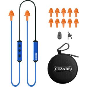 Cuzabe Bluetooth Earplug Headphones, Neckband Wireless Earbuds with Replacement Ear Tips, OSHA Compliant Noise Cancelling Ear Plug Headphones for Work Safety Ear Protection, 20 Hour Battery