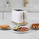 West Bend Timeless 2-Slice Toaster with 7 Browning Levels, Bagel/Waffle/Defrost Settings, High-Lift Lever, Anti-Jam, Easy-Clean Crumb Tray, 2-Slice, White/Gold