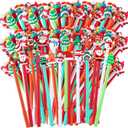 Fainne 200 Pcs Christmas Gel Ink Pen Bulk, Novelty Series Rollerball Pens Black Gel Ink Tree Snowman Reindeer Santa Claus Shape Pen for Christmas Party Supplies