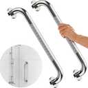Anti-Slip Chrome Grab Bar 16 Inch, iMomwee 2 Pack Stainless Steel Bathroom Grab Bar w/Knurled Grip, Safety Shower Grab Bar for Wall, Toilet Balanced Support Bar Bathtub Assist Handle for Elderly