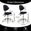 Saddle Stool with Back Support Ergonomic Esthetician Chair, Black, Without Foot Ring