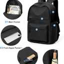 VGCUB Black School Backpacks Travel Book Bag Waterproof Work Light Aesthetic College Backpack for School Girls Boys Teens Mochilas Escolares Para Nias Casual Daypack for Women Men