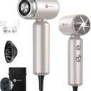 slopehill Dual Voltage Travel Mini Hair Dryer, Lightweight Ionic Blow Dryer, Professional Fast Drying, Compact Portabe Quiet Hairdryer with Magnetic Diffuser for Women, International European 100-240V (Stone)