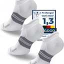 Coolmax Bamboo Viscose Compression Tab Running No Show Socks Men Moisture Wicking Cushioned Anti-Blister Seamless (Medium, Glacier White*3)