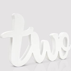 2nd Birthday Decorations Two Sign for Second Birth Day Table Centerpieces White Letter Wooden Photo Booth Props for 2 Year Old Birthday Party Decorations Supplies(6.2x12.6inch)