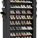 Mavivegue Shoe Rack with Cover, 10+1 Tier Tall Shoe Storage for 50-55 Pairs of Shoes, Shoe Organizer for Entryway, Closet, 10-Tier-Large