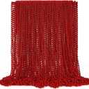 EOBOH 144PCS Bead Necklace, Red Christmas Bead Stuff Party Favors, 33" Necklaces Festival Parade Throw Accessories for Wedding Birthday Valentines Mardi Gras Christmas Celebrations Decorations