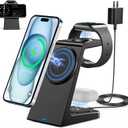 3 in 1 Magnetic Wireless Charging Station Apple 20W Charger Stand Magnetic Wireless Charger for iPhone 16 15 14 13 12 Pro/Pro Max/Plus/Mini AirPods 2/3/Pro iWatch Ultra/8/7/SE/6/5/4/3/2 (3 in 1) (Black)