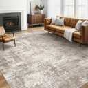 5x7 Area Rugs Living Room: Washable Large Abstract Soft Rug Stain Resistant Indoor Floor Non-Slip Accent Carpet for Women Modern Home Enthusiasts Aged- Bedroom Nursery Playroom- Beige Brown