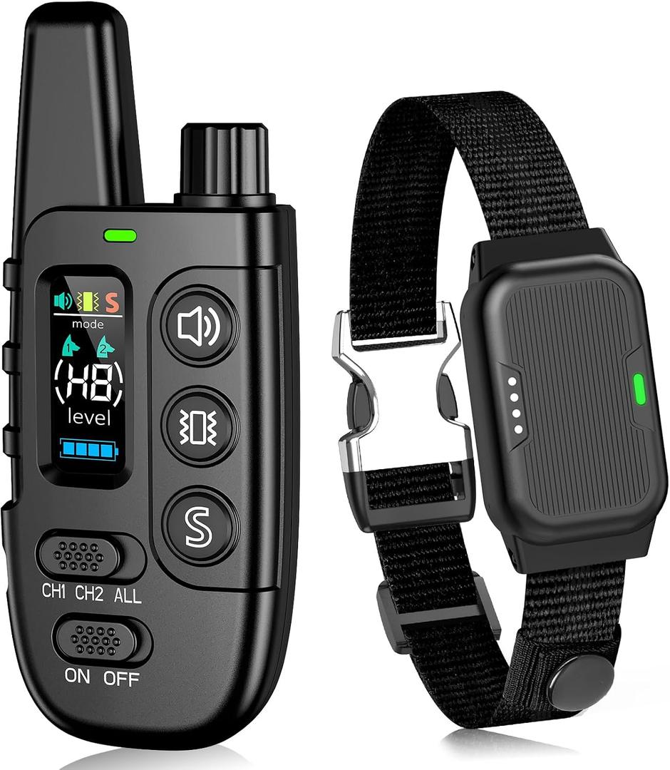Shock Collar for Dogs, IP67 Waterproof Dog Training Collar with Remote Control, 3 Modes: Beep, Vibration, Safe Static, Rechargeable Adjustable for 15-110lbs Medium Large Dogs