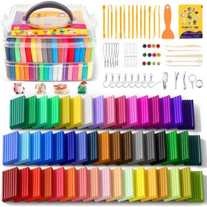 50 Colors Polymer Clay kitModeling Clay with Sculpting Tools for Starter,Oven Bake DIY Model Clay,Non-Toxic, Non-Sticky,Gift for Kids Adults