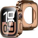 Amizee 2 in 1 Case [2-Pack] Compatible with Apple Watch Series 11/10 42mm with Built-in Screen Protector, Straight Edge Hard PC Full Body Protective Cover for iWatch 42mm, Rose Gold