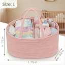 luxury little Diaper Caddy Organizer, Large Cotton Rope Nursery Baby Basket, Changing Table Organizer for Baby Diaper Storage, Portable Car Organizer Removable Divider (Light Pink, Large)