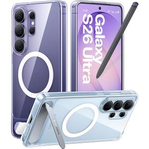 TORRAS Strong Magnetic & Seamless Stand for Samsung Galaxy S26 Ultra Case for MagSafe, MilGrade Drop Protection, Adjustable Kickstand for Samsung Galaxy S26 Ultra Case, AntiYellowing Diamond Clear