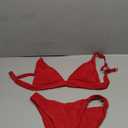 Bathing Suits for Women Deep V Neck Sexy Two Piece Bikini Sets for Women Thong Halter Cheeky Swimsuit (US, Alpha, Small, Regular, Regular, Red), S
