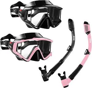 Aegend Snorkeling Gear for Adult Kid - Anti-Fog Mask with Top Dry Valve, Size: Large-X-Large