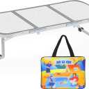 AO LI GEI Folding Camping Table Small with Storage Bag,Adjustable Height Portable Picnic Table,Upgraded Thickening Lightweight Outdoor Table Aluminum Legs (Sliver:15.7"x35.4", Height:10.6")