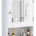 VECELO Bathroom Wall Cabinet with Mirror, Small Medicine Cabinets with Door, Wood Adjustable Shelf, 14.7 x 19.8 x 7.1 Inches, White