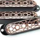 Guyker 3Pcs Single Coil Guitar Pickup Covers (52mm Pole Spacing), Copper Hollow Out Spider Web Style Pickup Mounting Ring Set Guitar Accessories Replacement Part(PS007, Bronze)