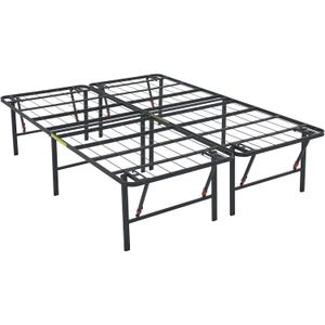 Amazon Basics Foldable Metal Platform Bed Frame with Storage Space, Sturdy Steel, No Box Spring Needed, 18 Inches High, Tool-Free Setup, Noise Free, King Size, Black