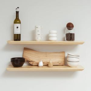 Natural Pine Floating Shelves - Bathroom & Bedroom/Living Room - Set of 2 (30x6.7x1.2 inch)