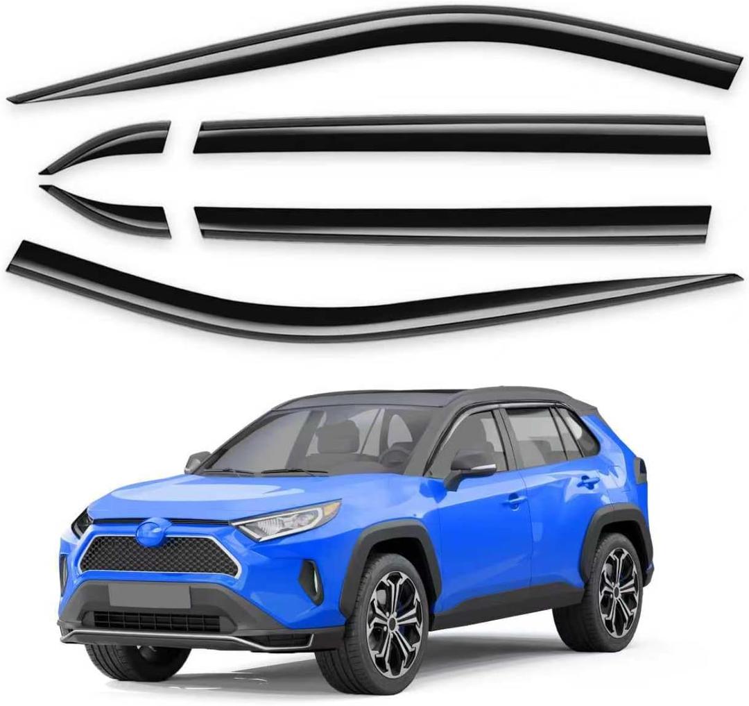 6 pcs Tape-On Rain Guards Fit for Toyota Rav4 Rav 4 2019 2020 2021 2022 2023 2024 2025, Window Rain Guards Visors Vent Visors Window Deflector Out-Channel Vent Shades Car Accessories -6 pcs