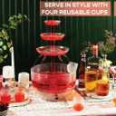 Kusini Drink Fountain for Parties - 1.5 Gal, 3 Tier Punch Bowl Drink Tower, LED Base, 4 Reusable Cups - Drink Dispenser Machine for, Juice, Punch, Pani Puri Fountain for Party Hosting Supplies