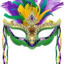 Wittocs Mardi Gras Mask with Feathers Women Feather Masquerade Masks Halloween Cosplay Costumes Venetian Party Halloween Costumes Party Favors