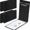 4 Pcs 11 x 17 Inch 3 Ring Binders 1 Inch Rings Heavy Duty View Plastic Flexible D Ring Binders Economy Holds 11" x 17" Paper for Artwork Blueprints, Office, Home, Work Places(Black)
