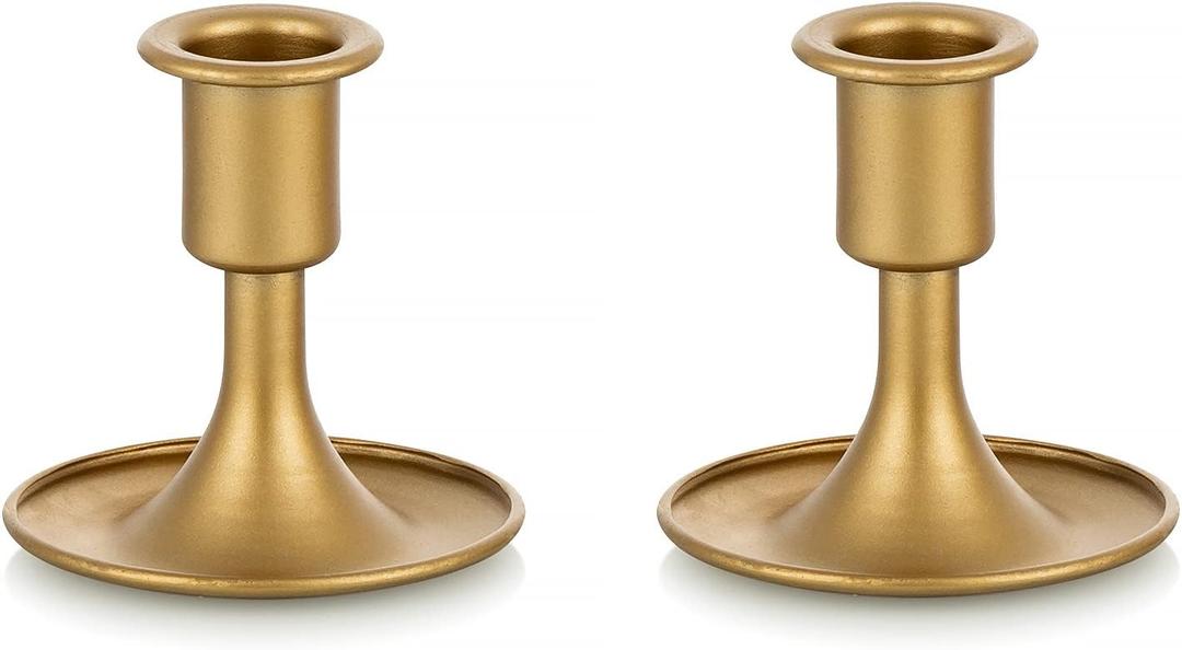 Candlestick Holders Taper Candle Holders, Romadedi Gold Candle Stick Candle Holder for Table Centerpiece, Wedding Reception, Festive Christmas Mantel Decoration or Home Decor, Set of 2