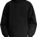 GSOU SNOW Mens Ski Jacket Baggy Snowboard Jacket Womens Insulated Snow Jacket Waterproof Windproof Loose Ski Coat for Skiing (Small, Black)