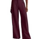 NIMIN Women Wide Leg Pants High Waisted 2026 Dressy Office Work Trousers Business Casual Pants with Pockets Burgundy, L
