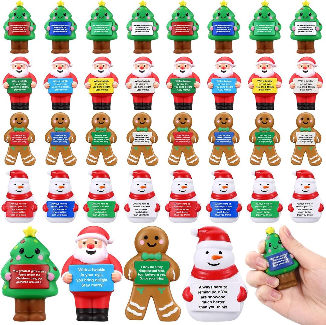 48 Pcs Christmas Stress Positive Gifts for Coworkers Penguin Figurines Bulk for Adults Mini Foam Relief Encouraging Gifts for Office Xmas Party Stocking Stuffed