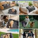 Calming Medium Dog Bed for Couch, 35 x 31 inch Removable Couch Cover for Dogs Washable, Non-Slip Fluffy Plush Dog Sofa Mat for Furniture Protector - Dark Grey