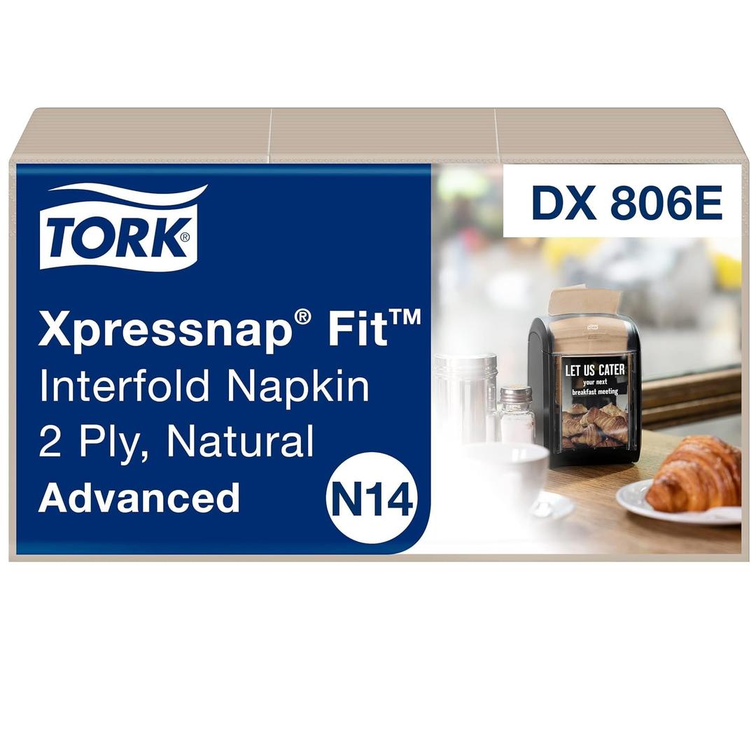 3 Packs Tork Xpressnap Fit Natural Dispenser Napkin N14, Compostable 2-ply, 36 packs x 120 napkins, DX806E