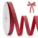 FAKILO Polka Dot Grosgrain Ribbon 3/8 Inch, 25 Yards Spool Red and White Dot Craft Ribbon for Christmas Gift Wrapping DIY Crafts Hair Bows Wedding Party Decor Sewing and Home Decoration