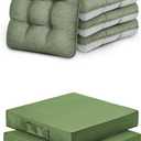 Love's cabin Green Memory Foam Chair Cushions Set of 4 and Outdoor Patio Chair Cushions Set of 2