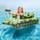YTKIH Kids Automatic Electric Water Gun with Pool Floats,Funny Inflatable Tank Pool Floaties for Pool Party,with Powerful Squirt Guns for Adults, Green