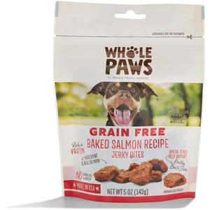 Whole Paws, Grain-Free Dog Jerky Treats, Baked Salmon Recipe, 5 Ounce (EXP 06/30/26)