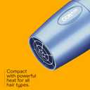 Conair Travel Hair Dryer with Dual Voltage, 1600W Compact Hairdryer with Folding Handle, Hair Blow Dryer with 2 Heat & 2 Speed Settings, Fast Drying, Frizz-Taming Airflow, Easy Storage, Blue